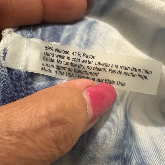 Cali Dreaming Slip Skirt Denim Shibori Tie Dye Blue Side Slit Revolve Size S - Picture 12 of 16